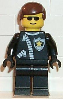 LEGO Minifigure-Police - Zipper with Sheriff Star, Brown Male Hair-Town / Classic Town / Police-TRN043-Creative Brick Builders